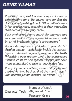 Deniz Yilmaz — printed card scan (Back)