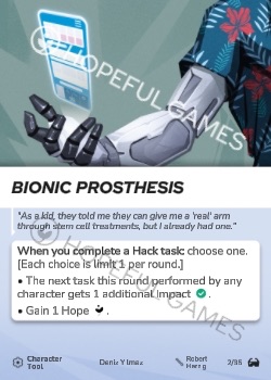 Bionic Prosthesis — printed card scan