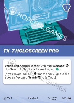 TX-7 Holoscreen Pro — printed card scan