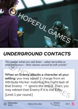 Underground Contacts — printed card scan