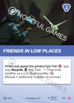 Friends in Low Places — printed card scan