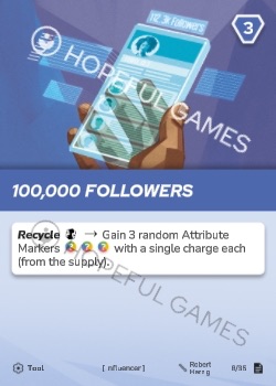 100,000 Followers — printed card scan