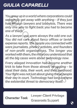 Giulia Caparelli — printed card scan (Back)