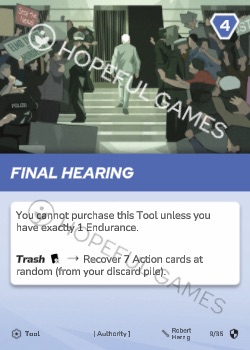 Final Hearing — printed card scan