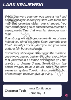 Larx Krajewski — printed card scan (Back)