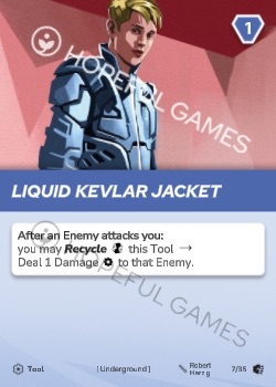 Liquid Kevlar Jacket — printed card scan