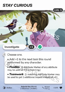 Stay Curious — printed card scan (Level 1)
