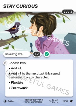 Stay Curious — printed card scan (Level 2)
