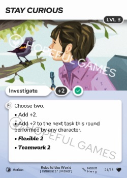 Stay Curious — printed card scan (Level 3)